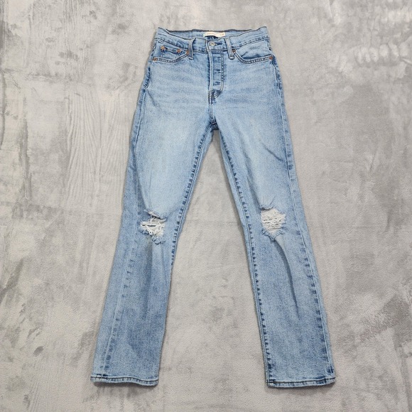 Levi's Denim - Levi's Wedgie Straight Jeans Womens 26 Blue High Rise Slim Distressed Light Wash